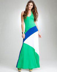 Colorblock Halter Maxi Dress