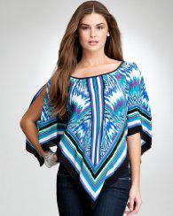 Ikat Silk Scarf Poncho Top