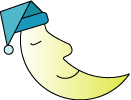 English: A Sleeping moon in a cap.