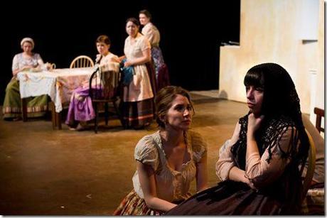 Susan Myburgh, Charlotte Mae Jusino, Erica Cruz Hernandez, Natalie Turner- Jones, Jackie Alamillo and Meghann Tabor in Chicago Fusion Theatre’s Las Hermanas Padilla. Photo by John W. Sisson, Jr.