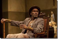 Uncle (Harold Surratt) is cautious of Jekesai’s new life in the world-premiere co-production of The Convert by Danai Gurira, directed by Emily Mann.