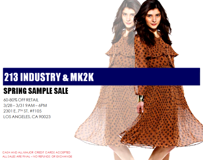 Spring Sample Sale | 213 Industry & MK2K in Los Angeles