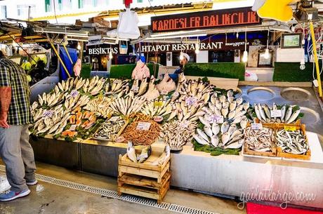 artfully-arranged fish at the market in Besiktas, Istanbul