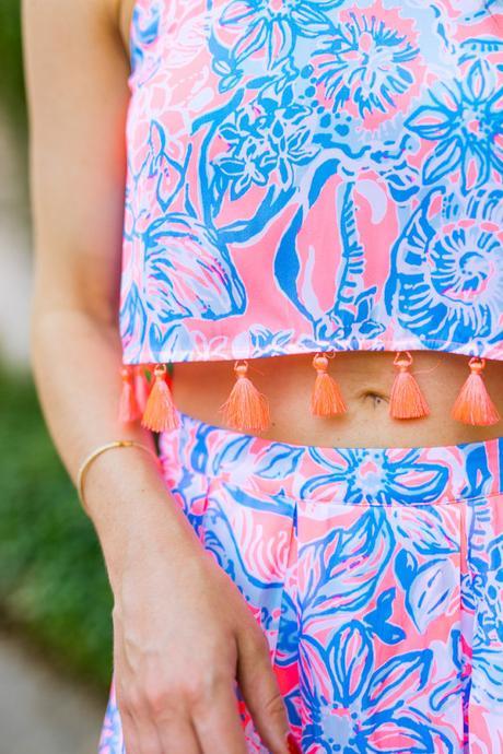 Amy Havins wears a printed skirt set from Lilly Pulitzer.