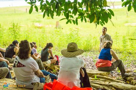 Lecturing about the Camino Real in Panama, during a tour