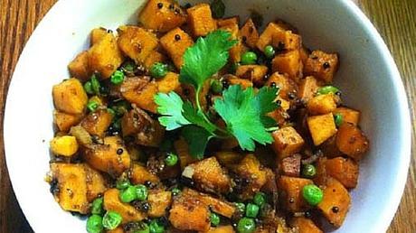 Paleo Indian Vegetarian Recipe - Sweet Potato And Peas