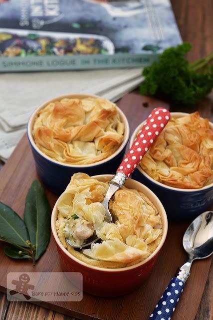 chicken leek pies crunchy buttery filo topping