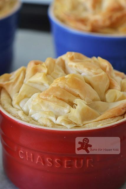 Chicken and Leek Pies with Scrunched and Buttery Filo Tops (Simmone Logue)