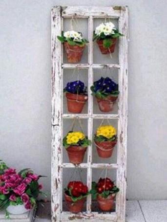 Old Windows Transformed Into a Planter