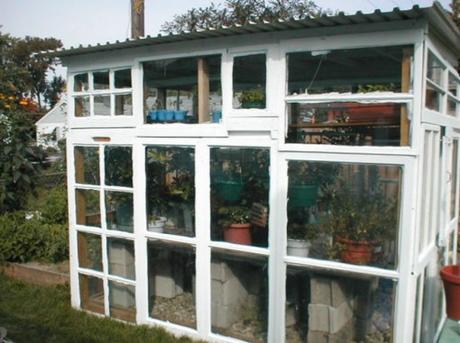 Old Windows Transformed Into a Greenhouse
