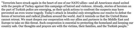 Clinton's Statement On The Istanbul Airport Bombings