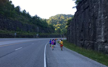 Mile 2 rock walls at Hatfield McCoy Marathon