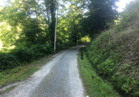 Loose gravel trail at the Hatfield McCoy Marathon, mile 18