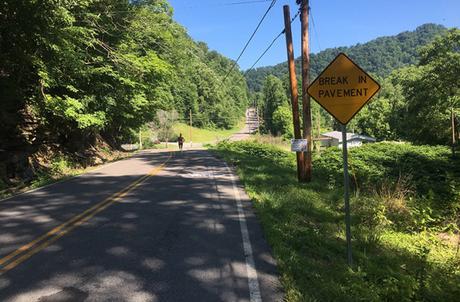 The mile 24 hill looms ahead - Hatfield McCoy Marathon