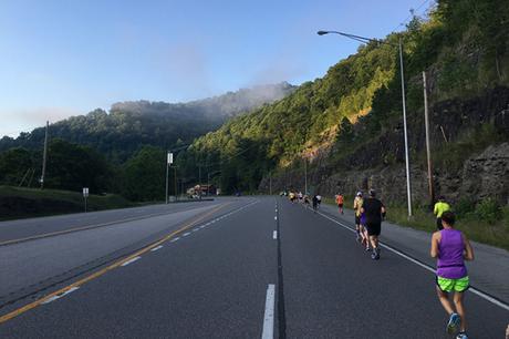 Mile 1 fog at Hatfield McCoy Marathon