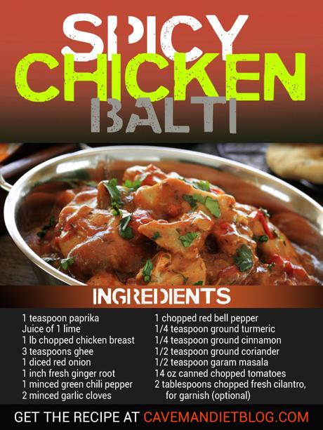Paleo Dinner Recipes: Spicy Chicken Balti Image with ingredients