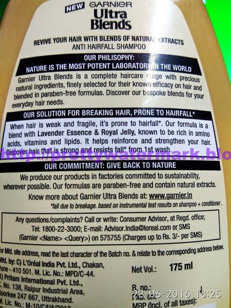 Review-Garnier Ultra Blends Royal Jelly and Lavender Anti Hairfall Shampoo