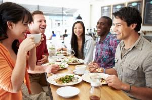 sharing food with friends