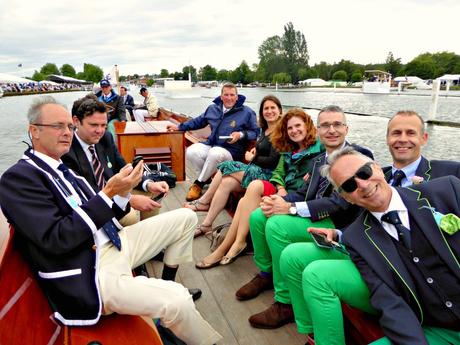 In the launch with Actual Matthew Pinsent and a cloud of grasshoppers.