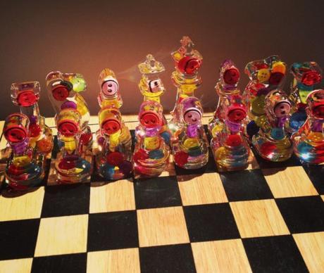 Clothes Buttons Recycled and Transformed Into Chess Pieces