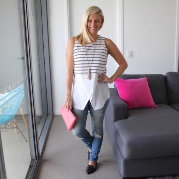 What I wore: Top and Jeans: Witchery | Shoes: Jane Debster at Myer | Clutch: Pratten at Bag Trader | Necklace: Seed Heritage.