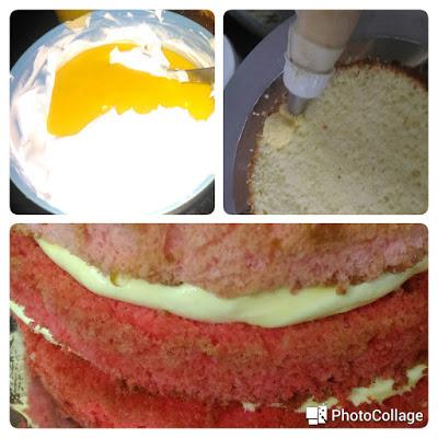 Ombre Chiffon Cake and Mango Curd Cream
