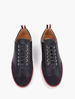 Classics in Navy: Thom Browne Leather and Suede Sneakers