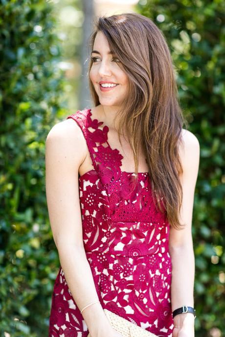 Summer Lace Amy Havins wears a Shoshanna summer lace dress.