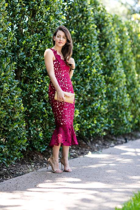 Summer Lace Amy Havins wears a Shoshanna summer lace dress.