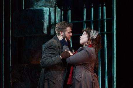 Raquel González as Mimì and Michael Brandenburg as Rodolfo in The Glimmerglass Festival's production of Puccini's 