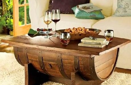 Wooden Barrel Transformed Into a Coffee Table