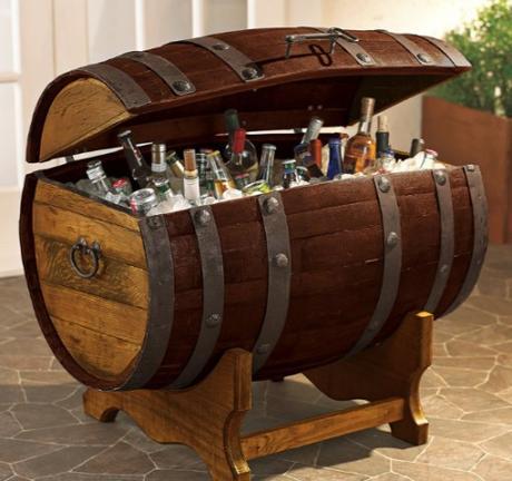 Wooden Barrel Transformed Into an Ice Cooler