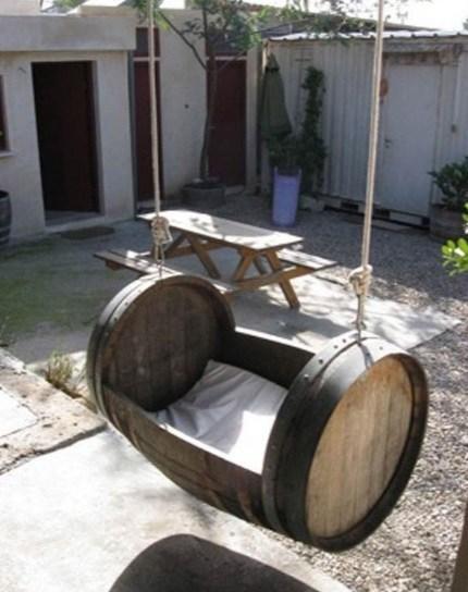 Wooden Barrel Transformed Into a Swing