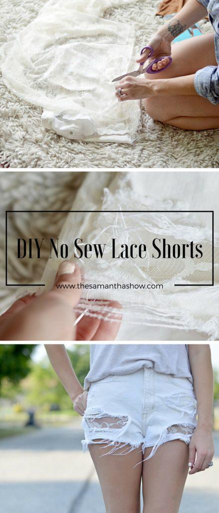 DIY No Sew Lace Shorts
