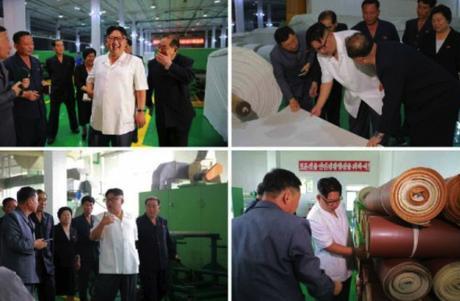 Kim Jong Un is briefed about production and issues instructions in photos from the bottom right of the front page of the July 12, 2016 edition of WPK daily newspaper Rodong Sinmun (Photos: KCNA/Rodong Sinmun).