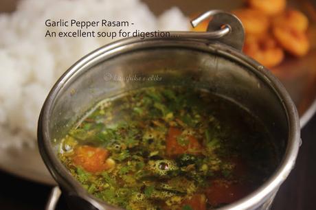 Milagu Poondu thakkali Rasam / Garlic Pepper and Tomato Soup Recipe