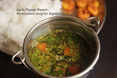 Milagu Poondu thakkali Rasam / Garlic Pepper and Tomato Soup Recipe