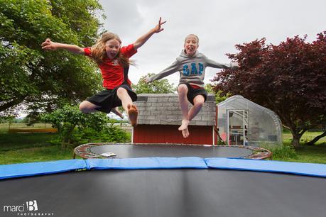 kids in action on trampoline