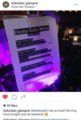 Ekeko eats dukes bar Glasgow pop up