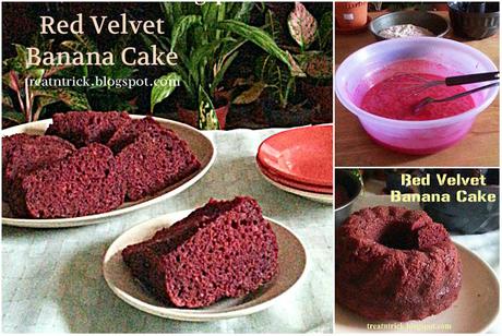 Red Velvet Banana Cake Recipe @ treatntrick.blogspot.com
