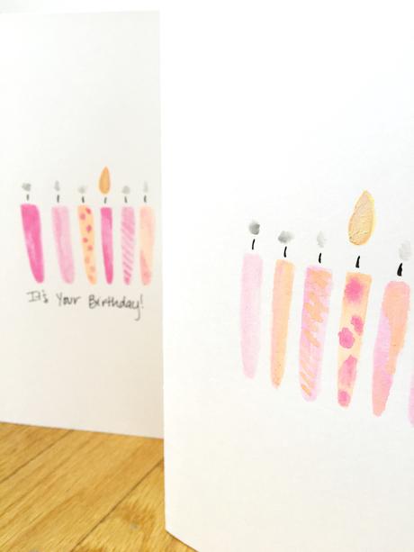 DIY Watercolor Birthday Candle Cards
