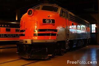 Image: Photograph of Western Pacific No. 913 EMD model F-7A diesel locomotive at the California State Railroad Museum, Old Sacramento, California (c) FreeFoto.com. Photographer: Ian Britton