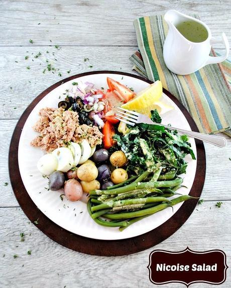 Super Easy Nicoise Salad with Kale and a Light Lemony Dressing