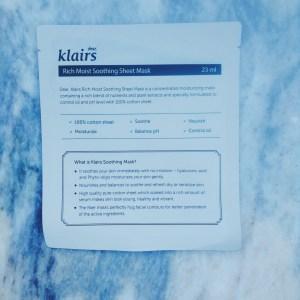 Klairs Rich Moist Soothing Sheet Mask 