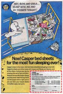 Advertisement from Harvey comics for Casper bedsheet set