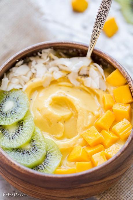 This Mango Pineapple Smoothie Bowl brings the tropics to your breakfast bowl! Customize the toppings on this ultra refreshing & healthy smoothie bowl for your ideal breakfast or snack.