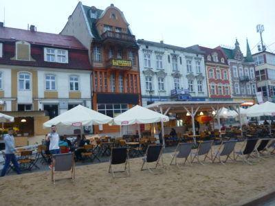 Backpacking in Poland: Top 20 Places to Visit in Starogard Gdański The beer garden and beach in the Rynek