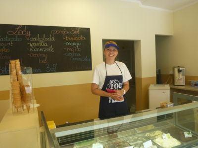 Backpacking in Poland: Top 20 Places to Visit in Starogard Gdański Claudia at Wrzoskiewicz Ice Cream Parlour