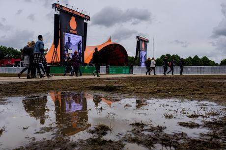 This was not one of the wettest Roskilde festivals but it did rain plenty! Orange Stage one wet morning.