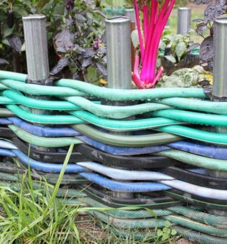 Water Hose Transformed Into Garden Edging